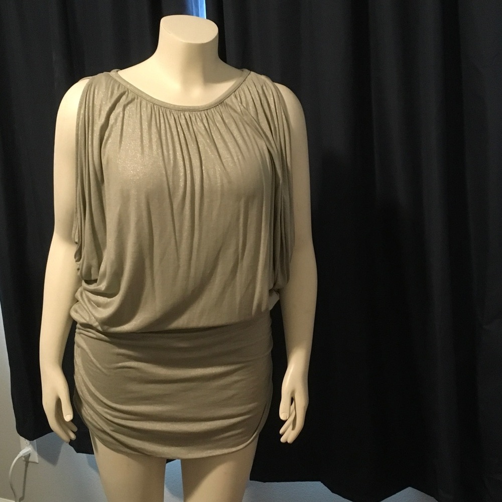 New York Collection Taupe Draped Mini Dress